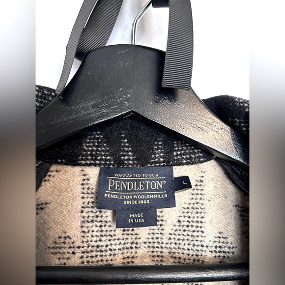 Pendleton Sonora Archive Blanket Long Coat Jacket Black Cream Large - Picture 3 of 10